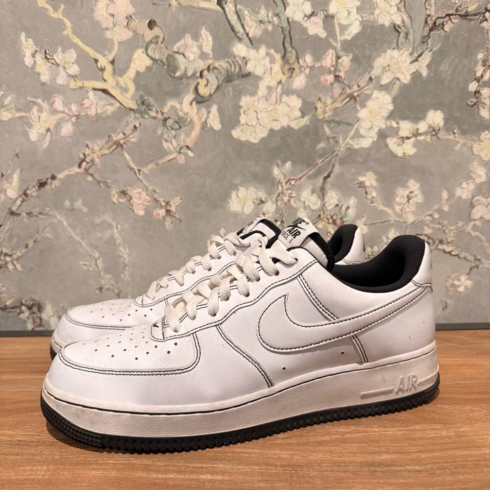 Nike White and Black Air Force 1 Sneakers